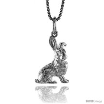 Sterling silver chinese zodiac pendant for year of the rabbit 3 4 in tall thumb200