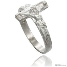 Size 7.5 - Sterling Silver Crucifix Ring Polished finish 1/2 in  - £13.31 GBP