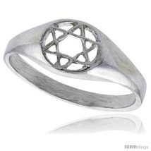 Size 7.5 - Sterling Silver Star of David Ring Polished finish 5/16 in  - £16.99 GBP