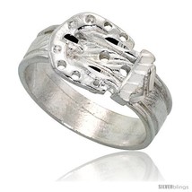 Size 6 - Sterling Silver Belt Buckle Ring Polished finish 3/8 in  - $38.92