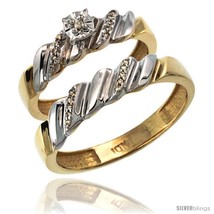 Ring set 5mm engagement ring 5mm mans wedding band w 0 143 carat brilliant cut diamonds thumb200