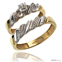 Size 9.5 - 10k Gold 2-Pc Diamond Ring Set (5mm Engagement Ring &amp; 5mm Man&#39;s  - £433.05 GBP