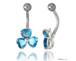 Shamrock belly button ring blue topaz cubic zirconia on sterling silver setting thumb155 crop