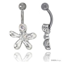 Cookie Cutter Belly Button Ring with Clear Cubic Zirconia on Sterling Si... - £26.48 GBP