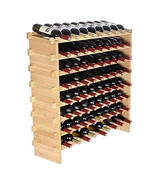 72 Bottle Stackable Modular Wine Rack, 8-Tier Solid Bamboo Wood Storage ... - £171.66 GBP