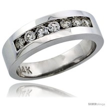 Size 5 - 14k White Gold 7-Stone Ladies&#39; Diamond Ring Band w/ 0.32 Carat  - £872.70 GBP