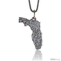 Sterling Silver State of Florida Map Pendant, 7/8 in  - £29.52 GBP