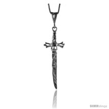 Sterling Silver Sword and Skull Pendant, 2 in  - £42.36 GBP