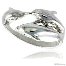 Size 7 - Sterling Silver Triple Dolphin Ring Polished finish 1/2 in  - £22.68 GBP