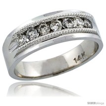 Size 11.5 - 14k White Gold 7-Stone Milgrain Design Men&#39;s Diamond Ring Ba... - $1,778.32