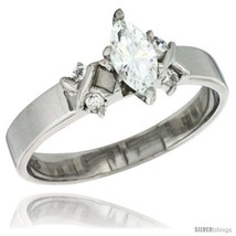 Size 7 - Sterling Silver Cubic Zirconia Engagement Ring 0.75 ct Marquise Cut  - £24.96 GBP