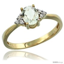 Size 6 - 14k Yellow Gold Ladies Natural Green Amethyst Ring oval 7x5 Stone  - £294.10 GBP