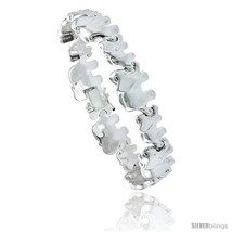 Length 8 - Sterling Silver Stampato Chain Elephant Link Necklace or Bracelet),  - £104.75 GBP
