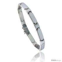 Length 7 - Sterling Silver Stampato Bar Link Necklace or Bracelet), 1/4 in. (6  - £60.52 GBP