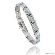 Length 7 - Sterling Silver Stampato Greek Key Chain Link Necklace or Bracelet),  - £63.79 GBP