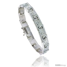 Length 8 - Sterling Silver Stampato Greek Key Chain Link Necklace or Bracelet),  - £72.87 GBP