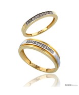 Size 5 - 10k Gold 2-Piece His (6mm) &amp; Hers (2.5mm) Diamond Wedding Band ... - £510.11 GBP
