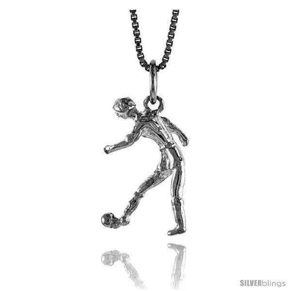 Primary image for Sterling Silver Soccer Player Pendant, 3/4 in 