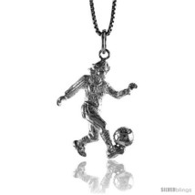 Sterling Silver Woman Soccer Player Pendant, 1 1/16 in  - $64.74