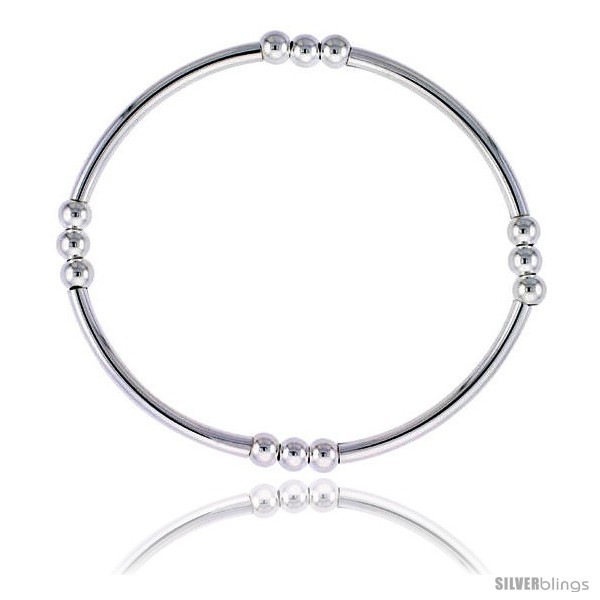 Sterling Silver Stretch Bangle, 4 Section Triple  - $37.40