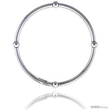 Kids Size Sterling Silver Stretch Bangle 4 Section Spiral  - $30.13