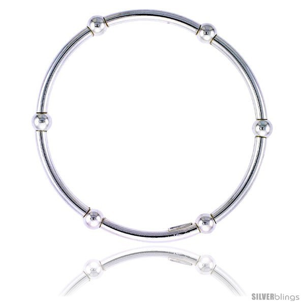 Kids Size Sterling Silver Stretch Bangle 6 Section  - £23.95 GBP