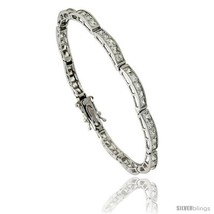 Sterling Silver 9 Carat 5-Stone Channel Set CZ Tennis Bracelet, 7 in., 5/32 in  - $86.22