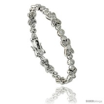 Sterling Silver Vintage Style CZ Butterfly Bracelet, 7 in., 1/4 in (7 mm)  - £85.87 GBP