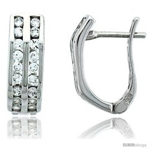Sterling silver jeweled huggie earrings w cubic zirconia stones 5 8 16 mm thumb200