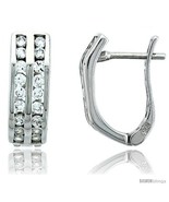 Sterling Silver Jeweled Huggie Earrings, w/ Cubic Zirconia stones, 5/8 (16  - £45.86 GBP