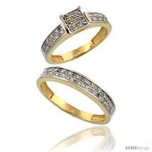 Size 6 - 10k Gold 2-Piece Diamond Ring Set ( Engagement Ring &amp; Man&#39;s Wedding  - £723.04 GBP