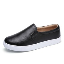DONGNANFENG Women Ladies Female Gril Genuine Leather White Shoes Flats Platforn  - £37.31 GBP