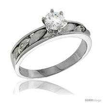Size 9 - Sterling Silver Cubic Zirconia Solitaire Engagement Ring 1 ct size  - £35.14 GBP