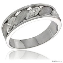 Size 11 - Sterling Silver Cubic Zirconia Mens Wedding Band Ring 1/4 in wide  - $57.11