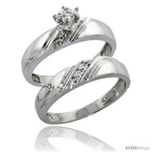 Size 6.5 - 10k White Gold Ladies&#39; 2-Piece Diamond Engagement Wedding Ring Set,  - £433.10 GBP