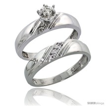 Size 9.5 - 10k White Gold Ladies&#39; 2-Piece Diamond Engagement Wedding Ring Set,  - £402.53 GBP