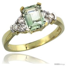 An item in the Jewelry & Watches category: Size 6 - 14k Yellow Gold Ladies Natural Green Amethyst Ring Emerald-shape 7x5 