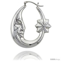 Sterling Silver High Polished Large Moon and Star  - £65.01 GBP
