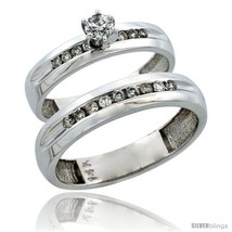 Size 6.5 - 14k White Gold 2-Piece Diamond Ring Band Set w/ Rhodium Accent (  - £1,130.50 GBP