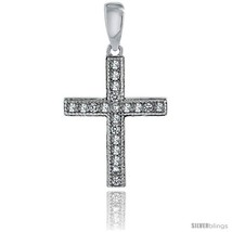 Sterling Silver Cubic Zirconia Latin Cross Pendant Micro Pave 11/16  - $17.11