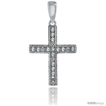 Sterling Silver Cubic Zirconia Latin Cross Pendant Micro Pave 11/16  - £13.64 GBP