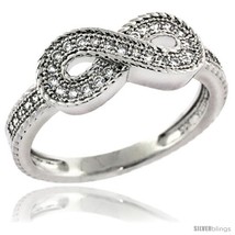 Size 6 - Sterling Silver Cubic Zirconia Infinity Symbol Ring Micro  - £23.67 GBP