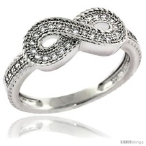 Size 6 - Sterling Silver Cubic Zirconia Infinity Symbol Ring Micro  - £22.61 GBP