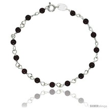 Length 7 - Sterling Silver Natural Garnet Bead Necklace Bracelet Anklet 4 mm  - £11.38 GBP