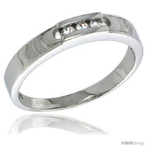 Size 6 - Sterling Silver Cubic Zirconia Ladies&#39; Wedding Band Ring, 5/32 in wide  - £27.60 GBP