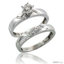 Size 5 - 10k White Gold Ladies&#39; 2-Piece Diamond Engagement Wedding Ring Set,  - £385.38 GBP