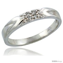 Size 5 - 14k White Gold Ladies&#39; Diamond Ring Band w/ 0.04 Carat Brilliant Cut  - £291.88 GBP