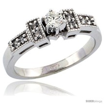 Size 7.5 - 14k White Gold Diamond Engagement Ring w/ 0.27 Carat Brilliant Cut  - £705.63 GBP