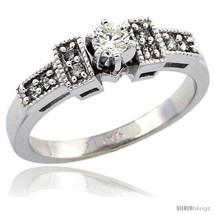 Size 8 - 14k White Gold Diamond Engagement Ring w/ 0.27 Carat Brilliant Cut  - £705.63 GBP