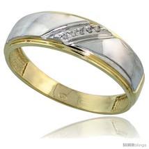 Size 10 - Gold Plated Sterling Silver Mens Diamond Wedding Band, 1/4 in wide  - £74.64 GBP